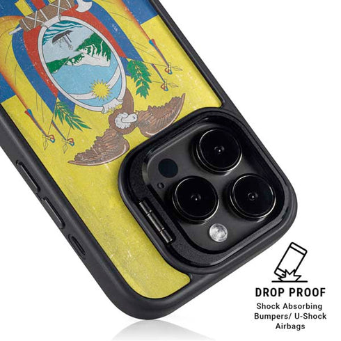 Ecuador Flag Distressed iPhone 15 Pro Kickstand Case